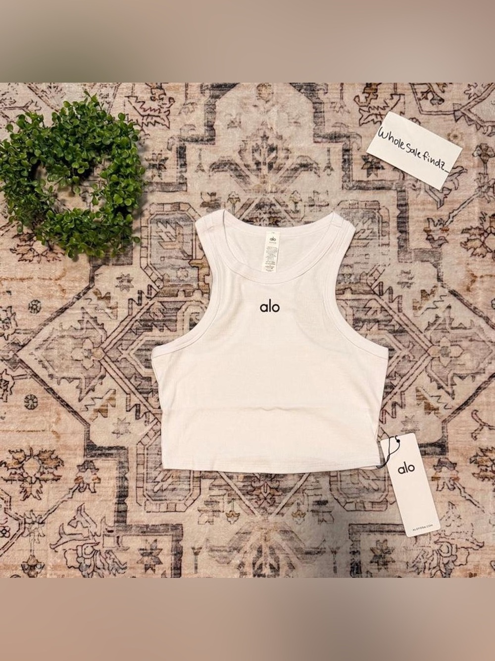 ALO Yoga White Ribbed Crop Tank Top